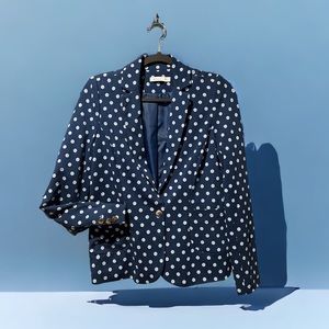 Reitmans Ladies Size 3 Navy Blue Polka Dot Blazer